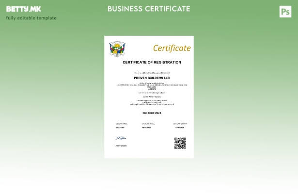 модерен стил Централноафриканска Република сертификат за регистрација Шаблон за 